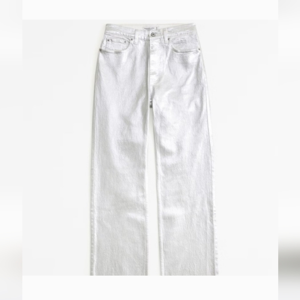 Abercrombie & Fitch Silver Metallic Flare Jeans Size 4 / 27